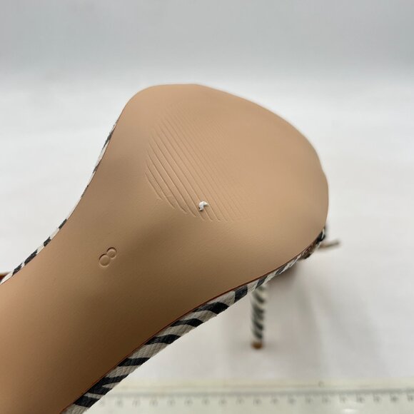 FSJ Black And White Custom Made Zebra-Stripe Ankle Strap High Heel Sandals - Picture 6 of 8